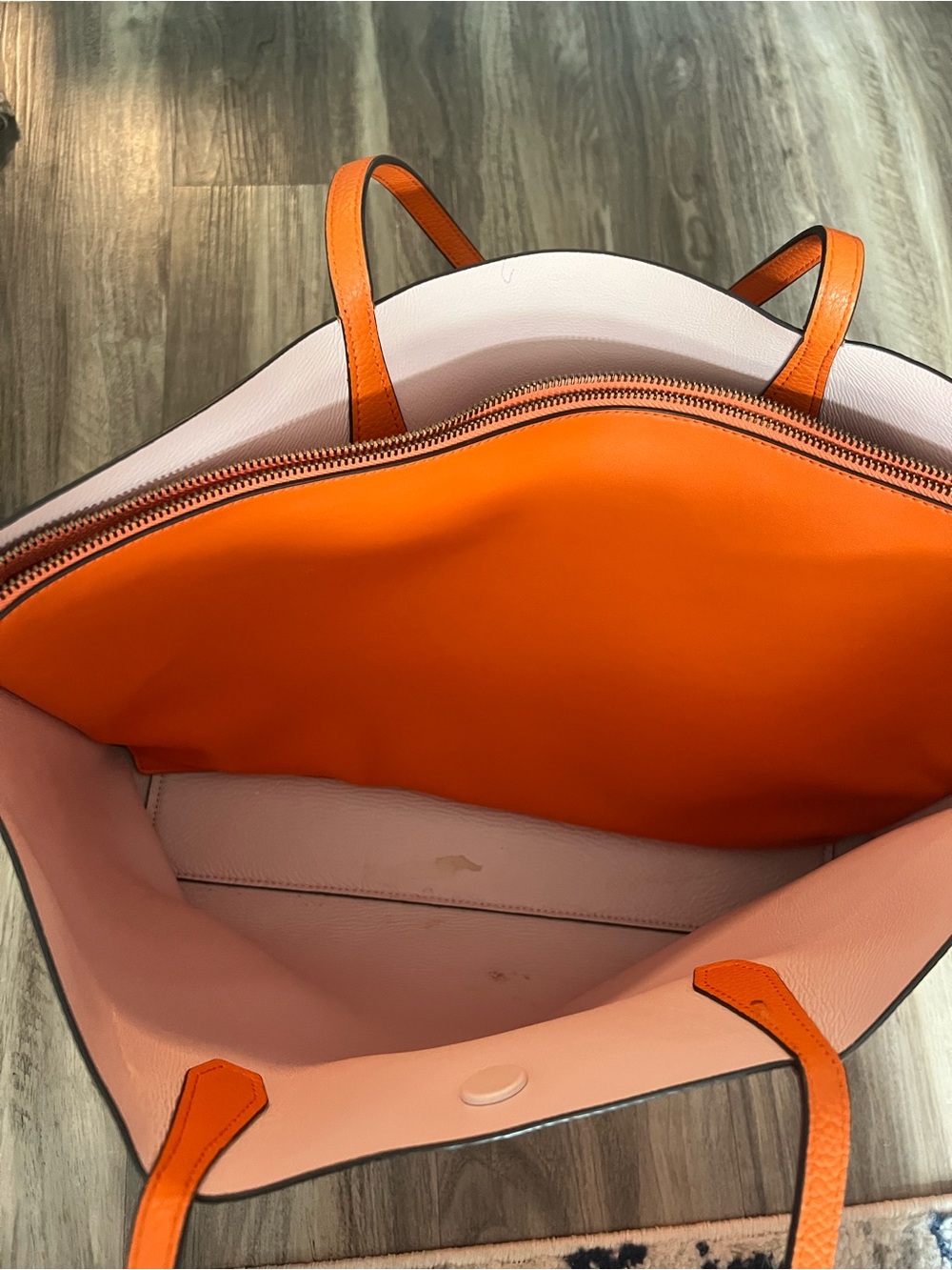 Tory Burch Bright Orange Pebbled Leather Tote - Picture 8 of 10